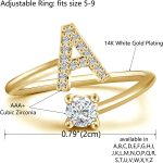 Haoze Initial Letter Ring for Women Girls Gold Stackable Alphabet Rings with Initial Adjustable Crystal Inlaid Initial Rings Bridesmaid Gift - Image 2